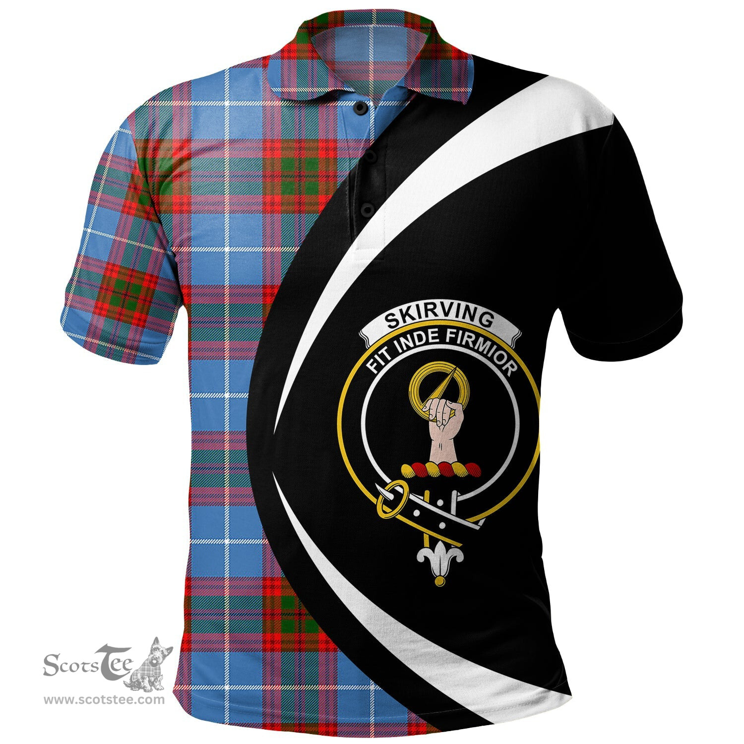 ScotsTee Shop Scottish Skirving Clan Crest Personalized Tartan Polo Shirt Circle Style Back Shirt with Your Text