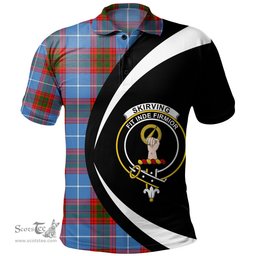 ScotsTee Shop Scottish Skirving Clan Crest Personalized Tartan Polo Shirt Circle Style Back Shirt with Your Text