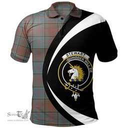 ScotsTee Shop Scottish Stewart of Appin Hunting Weathered Clan Crest Personalized Tartan Polo Shirt Circle Style Back Shirt with Your Text