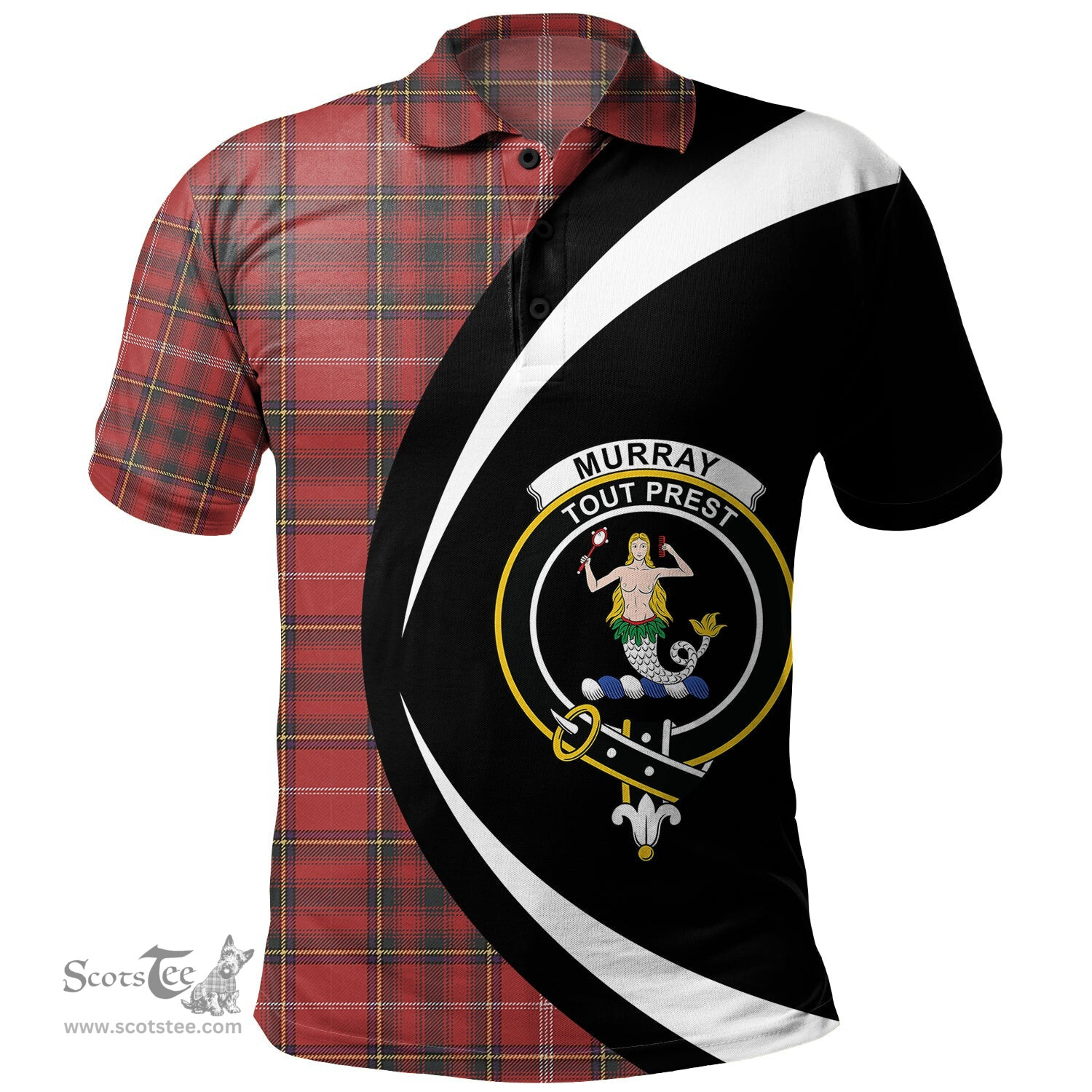 ScotsTee Shop Scottish Murray Plaid Artifact Weathered Clan Crest Personalized Tartan Polo Shirt Circle Style Back Shirt with Your Text