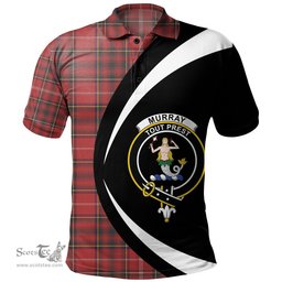 ScotsTee Shop Scottish Murray Plaid Artifact Weathered Clan Crest Personalized Tartan Polo Shirt Circle Style Back Shirt with Your Text