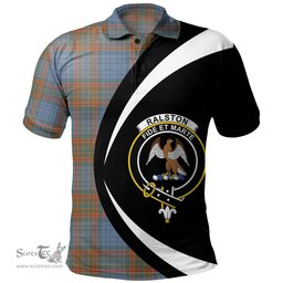 ScotsTee Shop Scottish Ralston UK Weathered Clan Crest Personalized Tartan Polo Shirt Circle Style Back Shirt with Your Text