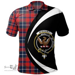 ScotsTee Shop Scottish Wishart Dress Modern Clan Crest Personalized Tartan Polo Shirt Circle Style Back Shirt with Your Text