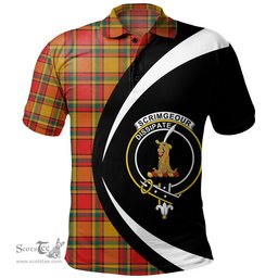 ScotsTee Shop Scottish Scrimgeour of Glassary Modern Clan Crest Personalized Tartan Polo Shirt Circle Style Back Shirt with Your Text