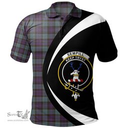 ScotsTee Shop Scottish Sempill (Semple) Weathered Clan Crest Personalized Tartan Polo Shirt Circle Style Back Shirt with Your Text