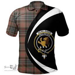 ScotsTee Shop Scottish Newlands (Walker Newlands) Weathered Clan Crest Personalized Tartan Polo Shirt Circle Style Back Shirt with Your Text