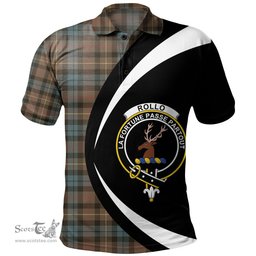 ScotsTee Shop Scottish Rollo Weathered Clan Crest Personalized Tartan Polo Shirt Circle Style Back Shirt with Your Text