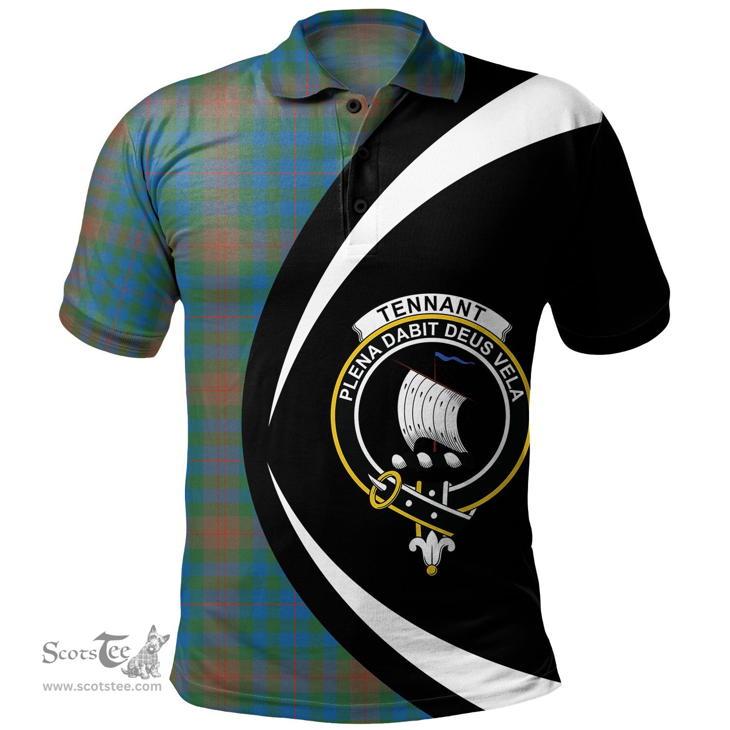 ScotsTee Shop Scottish Tennant Yules Ancient Clan Crest Personalized Tartan Polo Shirt Circle Style Back Shirt with Your Text