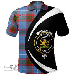 ScotsTee Shop Scottish Newton Clan Crest Personalized Tartan Polo Shirt Circle Style Back Shirt with Your Text