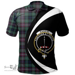 ScotsTee Shop Scottish Rankin (Dalgliesh) Modern Clan Crest Personalized Tartan Polo Shirt Circle Style Back Shirt with Your Text