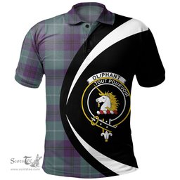 ScotsTee Shop Scottish Oliphant Weathered Clan Crest Personalized Tartan Polo Shirt Circle Style Back Shirt with Your Text