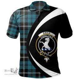 ScotsTee Shop Scottish Swan Ancient Clan Crest Personalized Tartan Polo Shirt Circle Style Back Shirt with Your Text