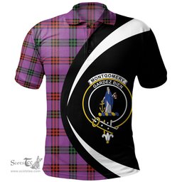 ScotsTee Shop Scottish Montgomery Ancient Clan Crest Personalized Tartan Polo Shirt Circle Style Back Shirt with Your Text