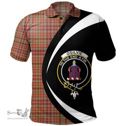 ScotsTee Shop Scottish Ogilvie of Airlie Ancient Clan Crest Personalized Tartan Polo Shirt Circle Style Back Shirt with Your Text