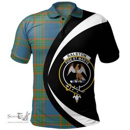 ScotsTee Shop Scottish Ralston UK Ancient Clan Crest Personalized Tartan Polo Shirt Circle Style Back Shirt with Your Text