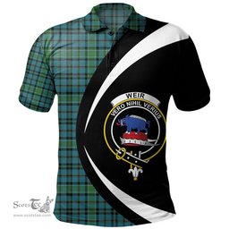 ScotsTee Shop Scottish Weir Ancient Clan Crest Personalized Tartan Polo Shirt Circle Style Back Shirt with Your Text