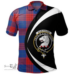 ScotsTee Shop Scottish Robinson Dress (Robins Dress) Modern Clan Crest Personalized Tartan Polo Shirt Circle Style Back Shirt with Your Text
