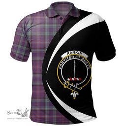ScotsTee Shop Scottish Rankin Weathered Clan Crest Personalized Tartan Polo Shirt Circle Style Back Shirt with Your Text