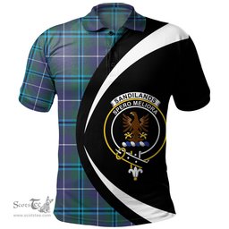 ScotsTee Shop Scottish Sandilands Clan Crest Personalized Tartan Polo Shirt Circle Style Back Shirt with Your Text