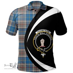 ScotsTee Shop Scottish Thompson Variant (Thomson Variant) Ancient Clan Crest Personalized Tartan Polo Shirt Circle Style Back Shirt with Your Text