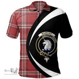 ScotsTee Shop Scottish Ramsay Angus & Mearns Weathered Clan Crest Personalized Tartan Polo Shirt Circle Style Back Shirt with Your Text