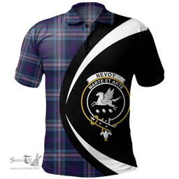 ScotsTee Shop Scottish Nevoy Clan Crest Personalized Tartan Polo Shirt Circle Style Back Shirt with Your Text