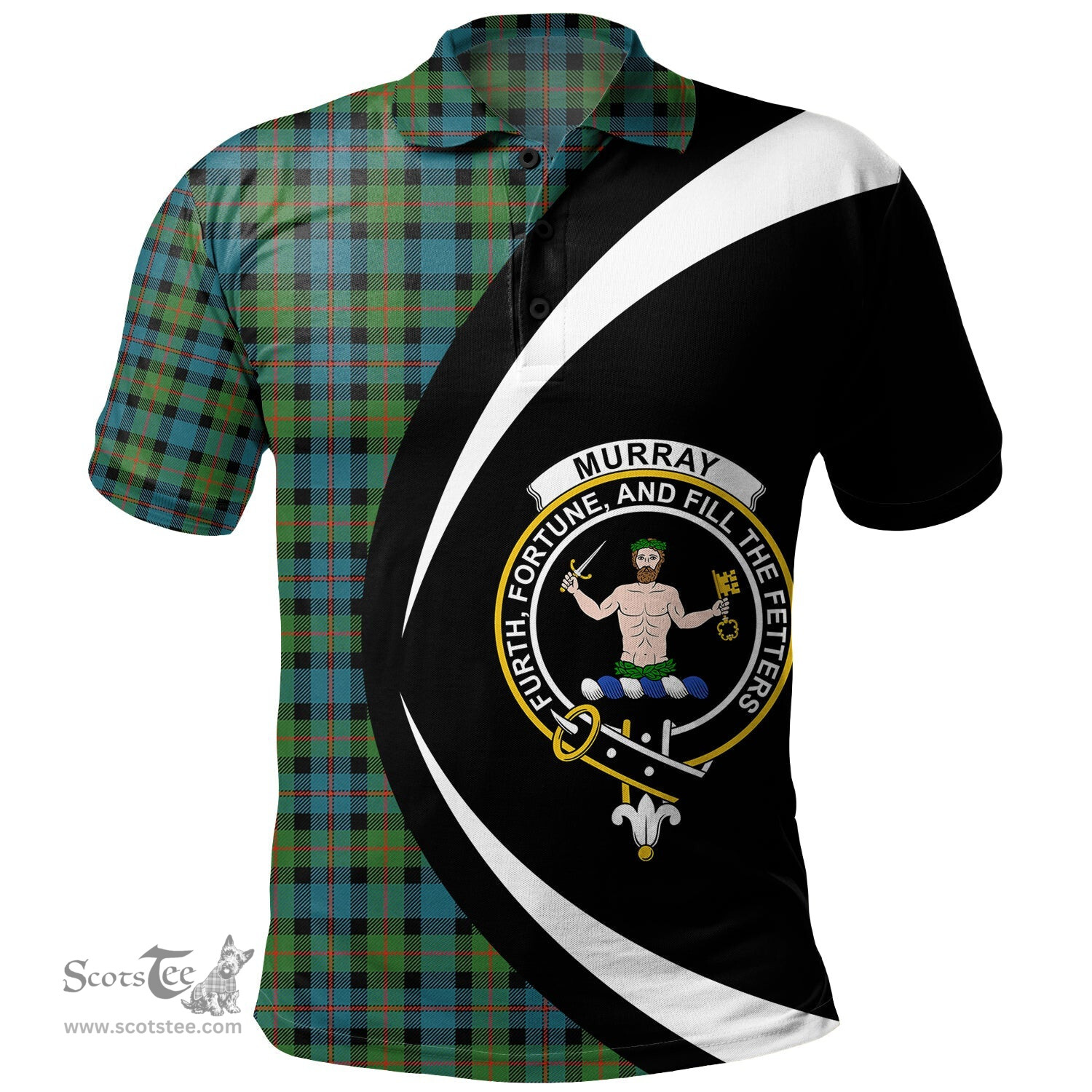 ScotsTee Shop Scottish Murray of Atholl variation (Murray of Atholl; variation) Ancient Clan Crest Personalized Tartan Polo Shirt Circle Style Back Shirt with Your Text