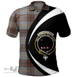 ScotsTee Shop Scottish Rutherford Weathered Clan Crest Personalized Tartan Polo Shirt Circle Style Back Shirt with Your Text