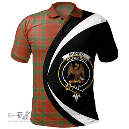 ScotsTee Shop Scottish Munro (Logan) Ancient Clan Crest Personalized Tartan Polo Shirt Circle Style Back Shirt with Your Text