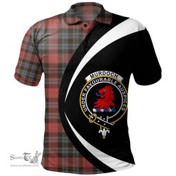 ScotsTee Shop Scottish Murdoch Weathered Clan Crest Personalized Tartan Polo Shirt Circle Style Back Shirt with Your Text