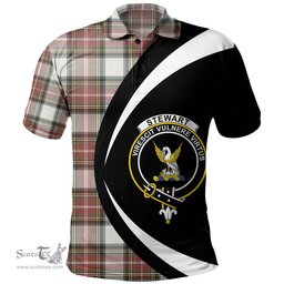 ScotsTee Shop Scottish Stewart Dress Weathered Clan Crest Personalized Tartan Polo Shirt Circle Style Back Shirt with Your Text
