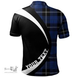 ScotsTee Shop Scottish Ramsay Blue Modern Clan Crest Personalized Tartan Polo Shirt Circle Style Back Shirt with Your Text