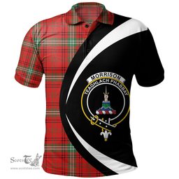 ScotsTee Shop Scottish Morrison Modern Clan Crest Personalized Tartan Polo Shirt Circle Style Back Shirt with Your Text
