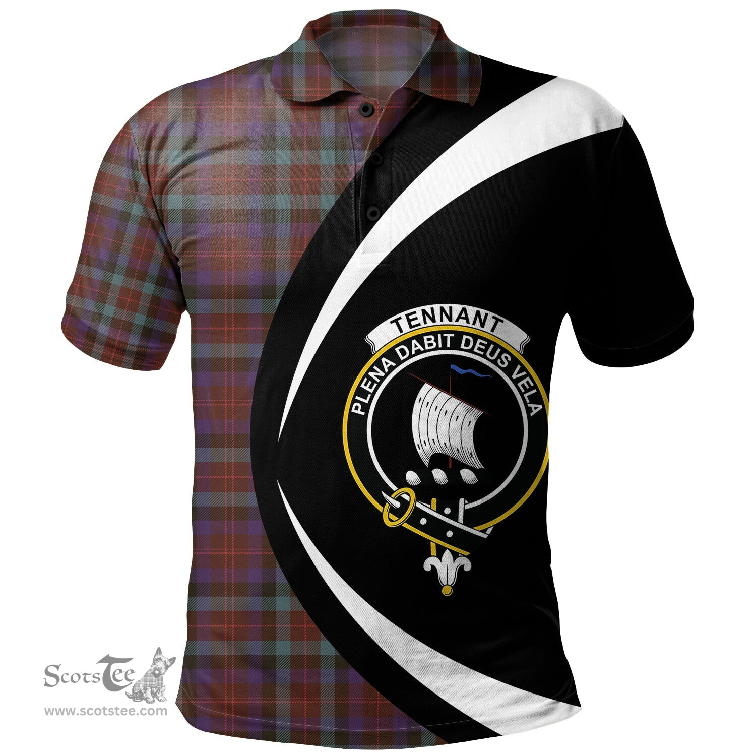 ScotsTee Shop Scottish Tennant Weathered Clan Crest Personalized Tartan Polo Shirt Circle Style Back Shirt with Your Text