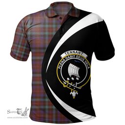 ScotsTee Shop Scottish Tennant Weathered Clan Crest Personalized Tartan Polo Shirt Circle Style Back Shirt with Your Text