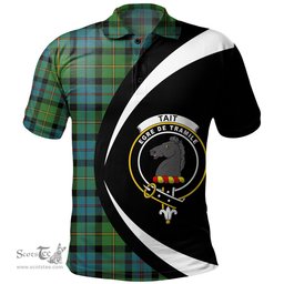 ScotsTee Shop Scottish Tait Ancient Clan Crest Personalized Tartan Polo Shirt Circle Style Back Shirt with Your Text