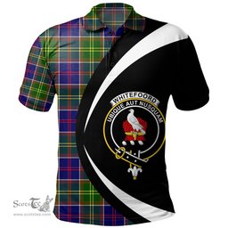 ScotsTee Shop Scottish Whitefoord Modern Clan Crest Personalized Tartan Polo Shirt Circle Style Back Shirt with Your Text