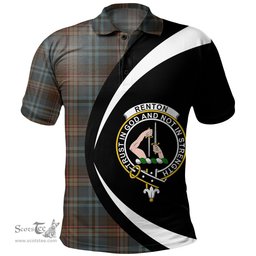ScotsTee Shop Scottish Renton Weathered Clan Crest Personalized Tartan Polo Shirt Circle Style Back Shirt with Your Text