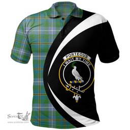 ScotsTee Shop Scottish Porteous Ancient Clan Crest Personalized Tartan Polo Shirt Circle Style Back Shirt with Your Text