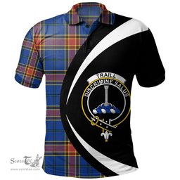 ScotsTee Shop Scottish Traill (Trayle) Modern Clan Crest Personalized Tartan Polo Shirt Circle Style Back Shirt with Your Text