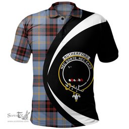 ScotsTee Shop Scottish Rutherford Ancient Clan Crest Personalized Tartan Polo Shirt Circle Style Back Shirt with Your Text