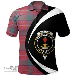 ScotsTee Shop Scottish Rattray Weathered Clan Crest Personalized Tartan Polo Shirt Circle Style Back Shirt with Your Text