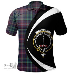 ScotsTee Shop Scottish Rankin Modern Clan Crest Personalized Tartan Polo Shirt Circle Style Back Shirt with Your Text