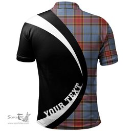 ScotsTee Shop Scottish Traill (Trayle) Ancient Clan Crest Personalized Tartan Polo Shirt Circle Style Back Shirt with Your Text
