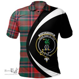 ScotsTee Shop Scottish Somerville Modern Clan Crest Personalized Tartan Polo Shirt Circle Style Back Shirt with Your Text