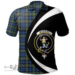 ScotsTee Shop Scottish Murray Modern Clan Crest Personalized Tartan Polo Shirt Circle Style Back Shirt with Your Text