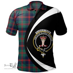 ScotsTee Shop Scottish Robertson of Struan Modern Clan Crest Personalized Tartan Polo Shirt Circle Style Back Shirt with Your Text