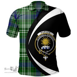 ScotsTee Shop Scottish Purves Clan Crest Personalized Tartan Polo Shirt Circle Style Back Shirt with Your Text