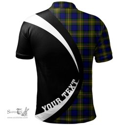 ScotsTee Shop Scottish More (Muir) Clan Crest Personalized Tartan Polo Shirt Circle Style Back Shirt with Your Text