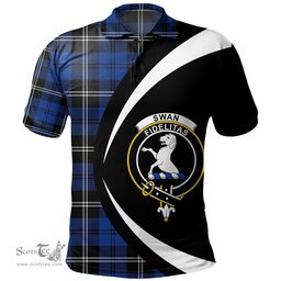 ScotsTee Shop Scottish Swan Modern Clan Crest Personalized Tartan Polo Shirt Circle Style Back Shirt with Your Text